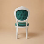 The 'Louis-Philippe Foglia' Dining Chair | White Solid Beech Wood & Tufted Velvet
