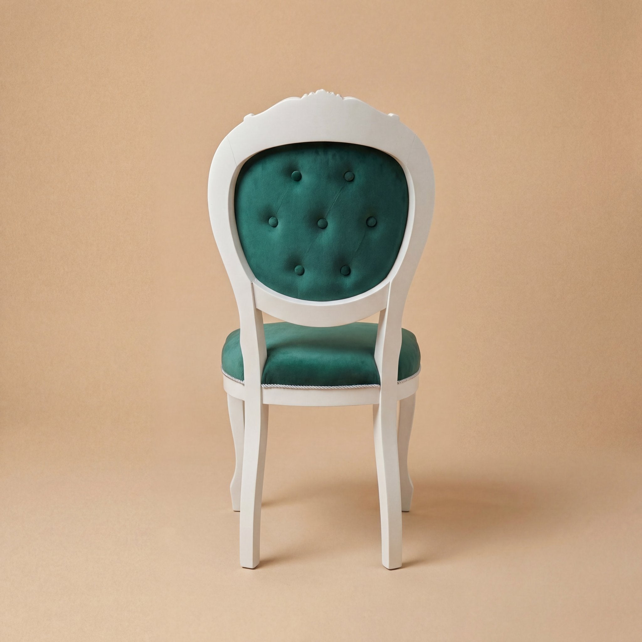 The 'Louis-Philippe Foglia' Dining Chair | White Solid Beech Wood & Tufted Velvet
