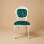 The 'Louis-Philippe Foglia' Dining Chair | White Solid Beech Wood & Tufted Velvet
