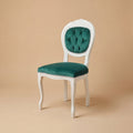 The 'Louis-Philippe Foglia' Dining Chair | White Solid Beech Wood & Tufted Velvet