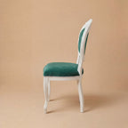 The 'Louis-Philippe Foglia' Dining Chair | White Solid Beech Wood & Tufted Velvet
