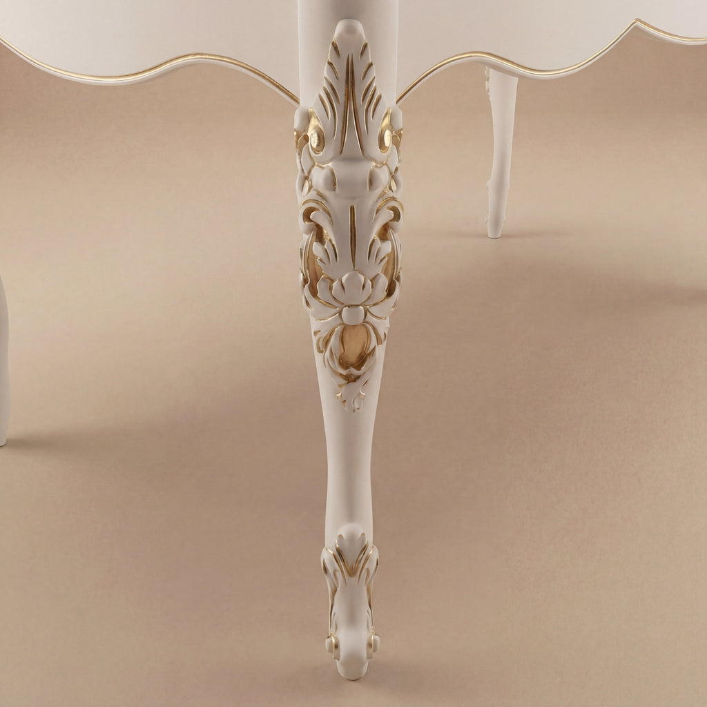 The 'Venere' Gold Edition Dining Table | White Solid Beech Wood & Gold Accents