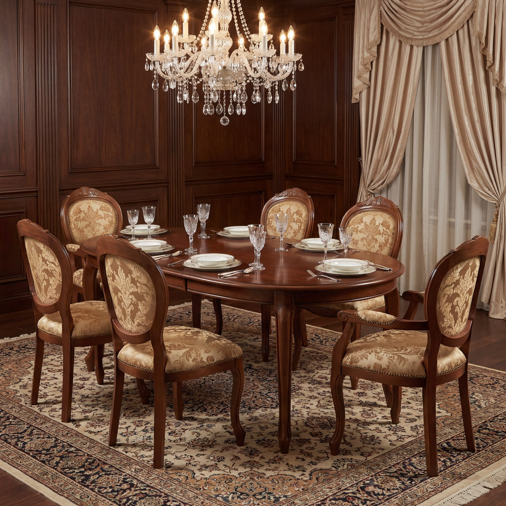 Der 'Louis-Philippe Foglia' Esszimmer-Armlehnstuhl | Klassisches Walnuss-Finish