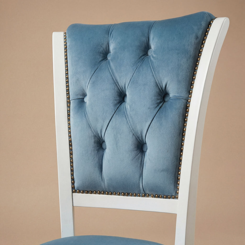 La chaise à manger 'Venere' Édition Or | Bois de hêtre massif blanc & Velours capitonné