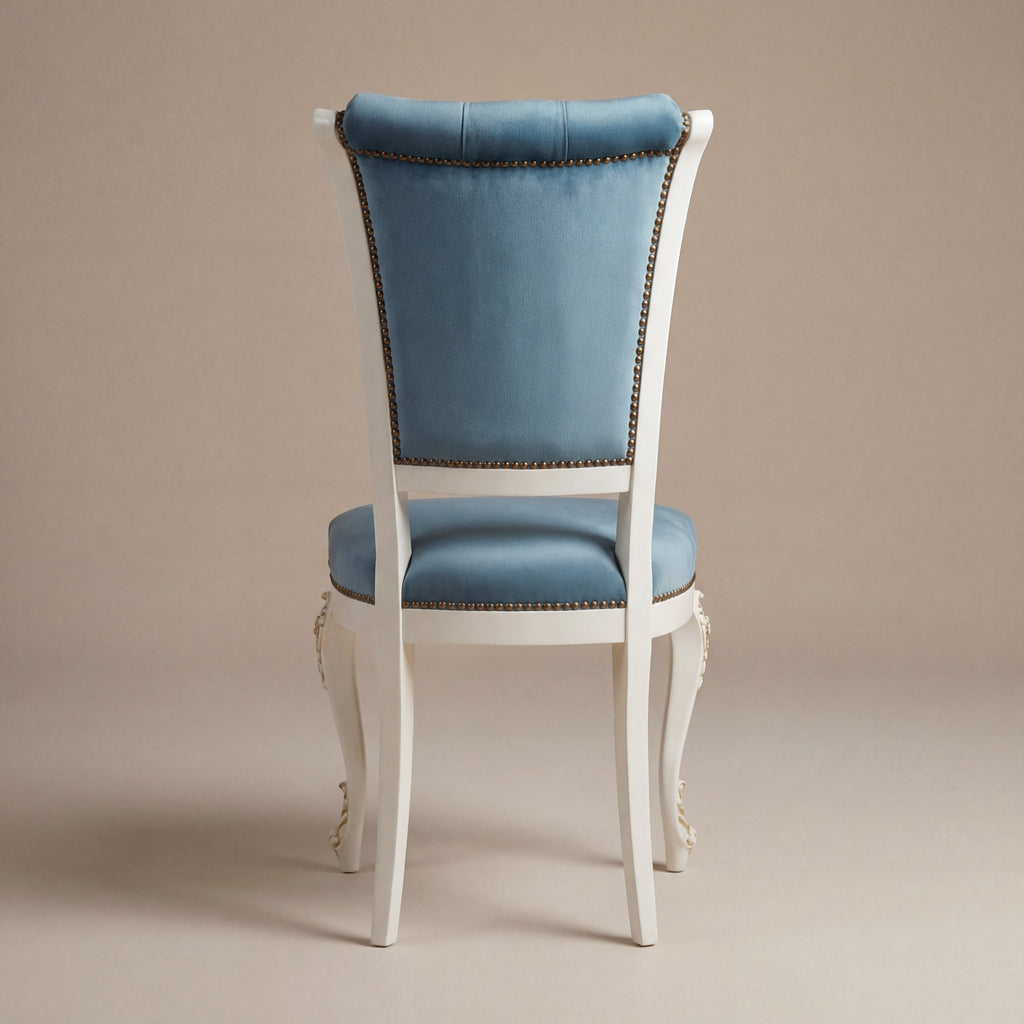 La chaise à manger 'Venere' Édition Or | Bois de hêtre massif blanc & Velours capitonné