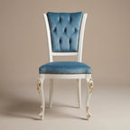 La chaise à manger 'Venere' Édition Or | Bois de hêtre massif blanc & Velours capitonné