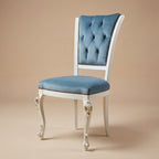 La chaise à manger 'Venere' Édition Or | Bois de hêtre massif blanc & Velours capitonné