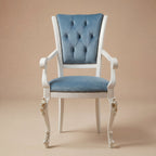 The 'Venere' Gold Edition Dining Armchair | White Solid Beech Wood & Tufted Velvet
