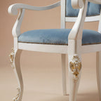 The 'Venere' Gold Edition Dining Armchair | White Solid Beech Wood & Tufted Velvet