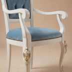 The 'Venere' Gold Edition Dining Armchair | White Solid Beech Wood & Tufted Velvet