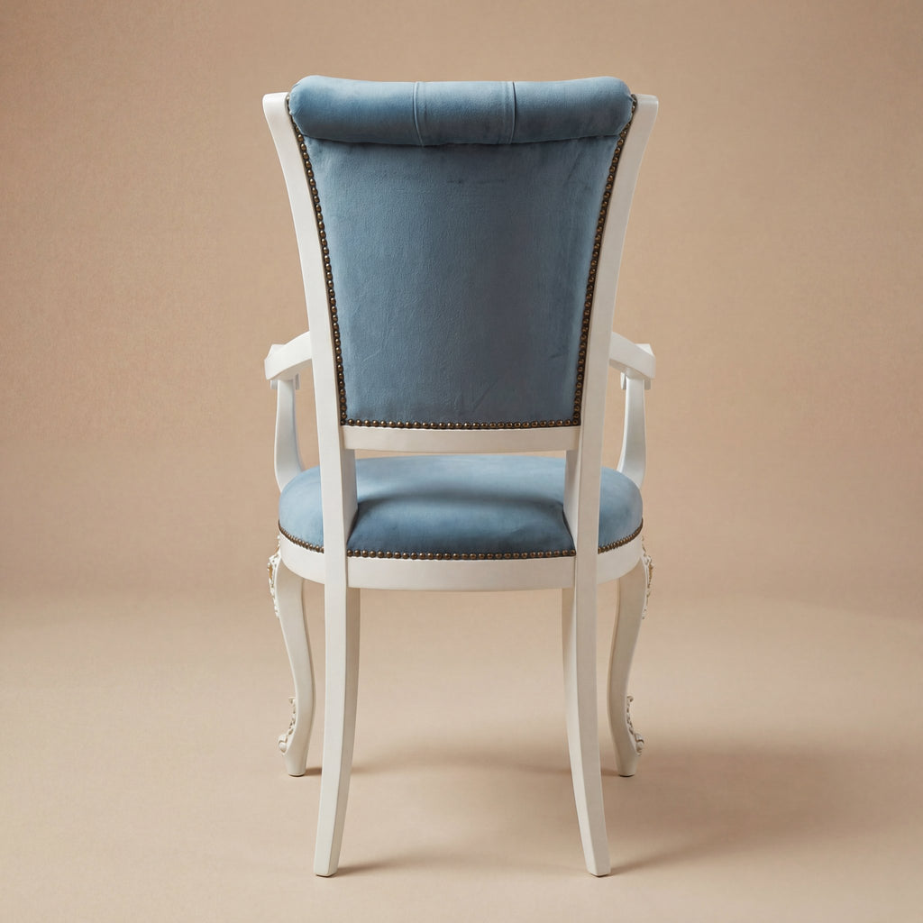 The 'Venere' Gold Edition Dining Armchair | White Solid Beech Wood & Tufted Velvet