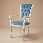 The 'Venere' Gold Edition Dining Armchair | White Solid Beech Wood & Tufted Velvet