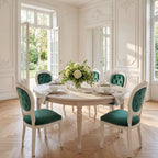 The 'Louis-Philippe Foglia' Dining Chair | White Solid Beech Wood & Tufted Velvet